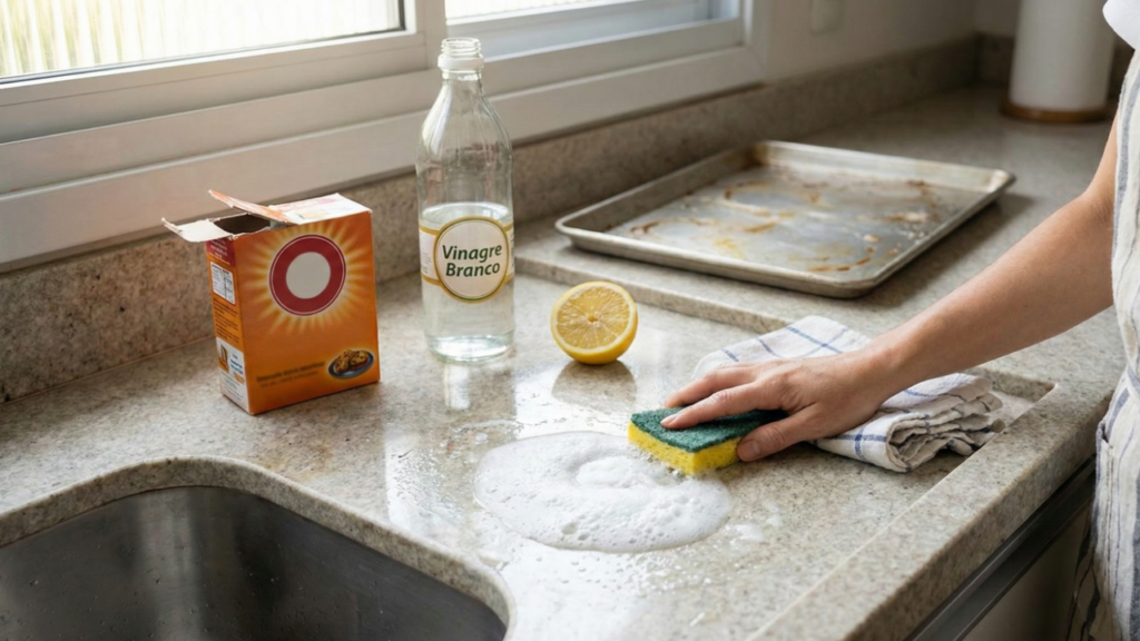 O bicarbonato e o vinagre são o combo perfeito para a limpeza da sua cozinha