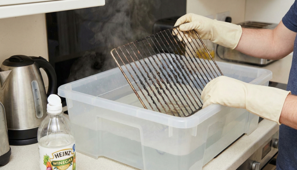 A limpeza das grelhas é essencial para evitar aquele cheiro de queimado e fumaça excessiva no uso do forno