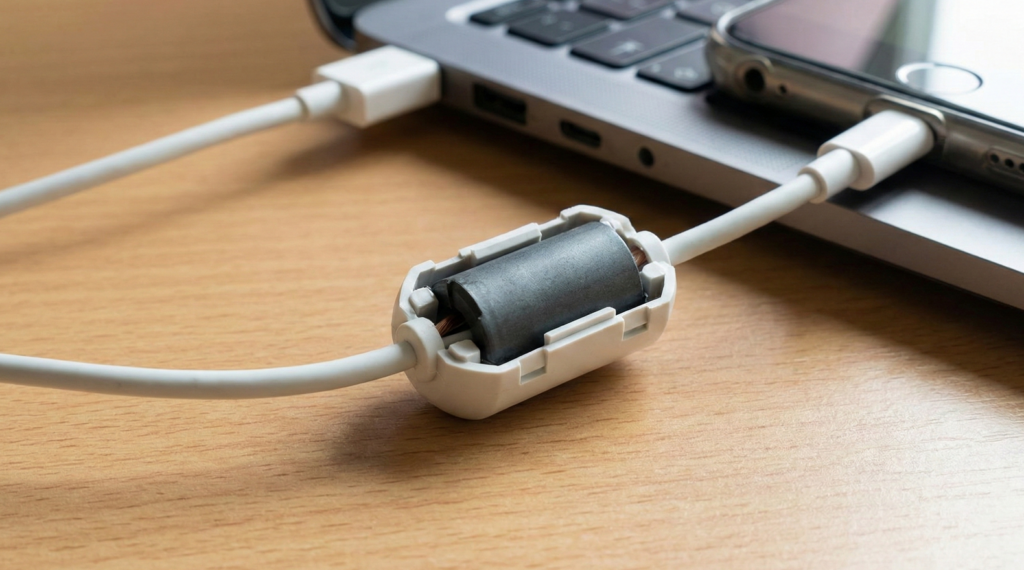 O filtro de ferrite protege o celular contra pequenos surtos na rede