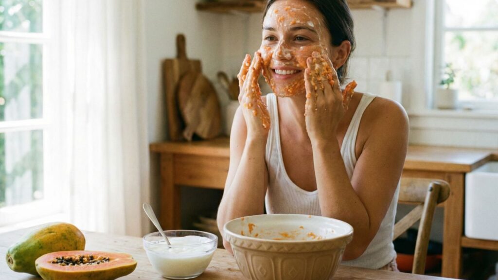 Máscara de 5 minutos com iogurte e mamão para renovar a pele madura