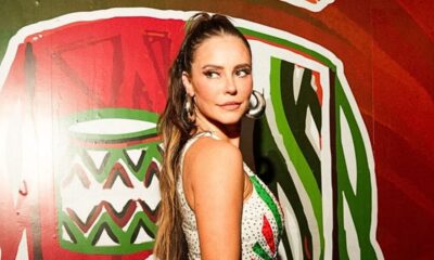 De maiô cavado, Paolla Oliveira rouba a cena em ensaio da Grande Rio em Caxias