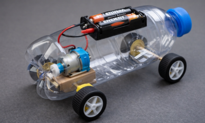 Projeto criativo transforma garrafa PET em carrinho movido a pilha