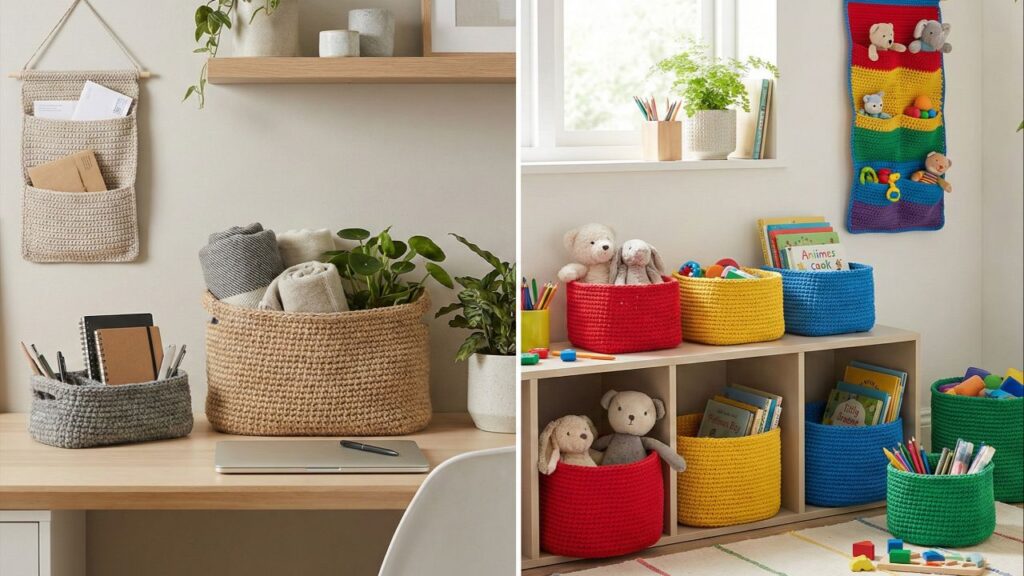 Abandone as caixas velhas por este organizador de crochê que os decoradores amam