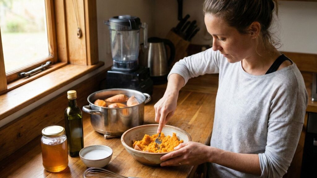 Poderosa máscara capilar de batata-doce combate a queda e garante um brilho intenso e único