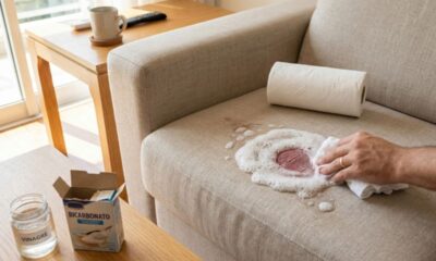 Truque fácil para limpar o sofá com uma mistura caseira à base de vinagre
