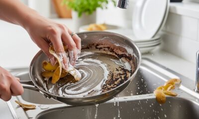 É o fim das panelas gordurosas e enferrujadas! Misture cascas de batata com bicarbonato de sódio e diga adeus ao acúmulo de sujeira