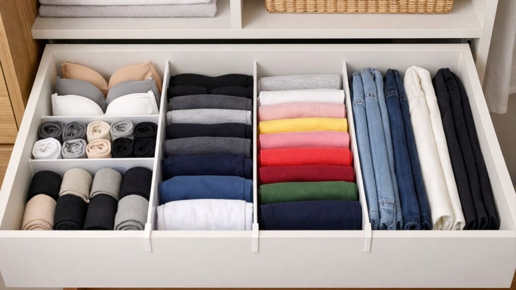 Quem busca a melhor organização de closet precisa testar este truque das gavetas agora