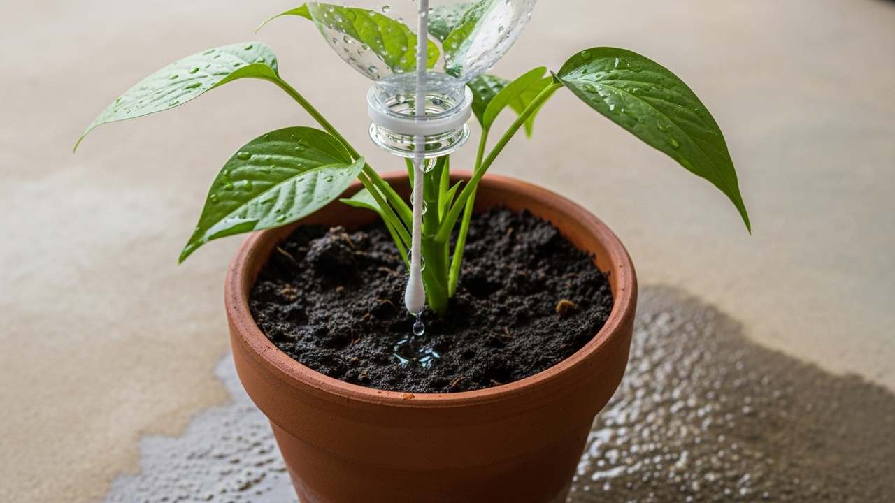 Garrafa plástica e cotonete criam sistema simples para regar plantas