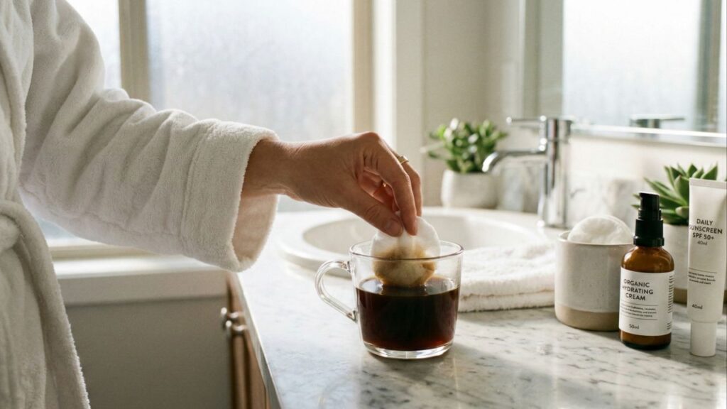 O melhor truque matinal com café que elimina o inchaço do rosto em poucos minutos