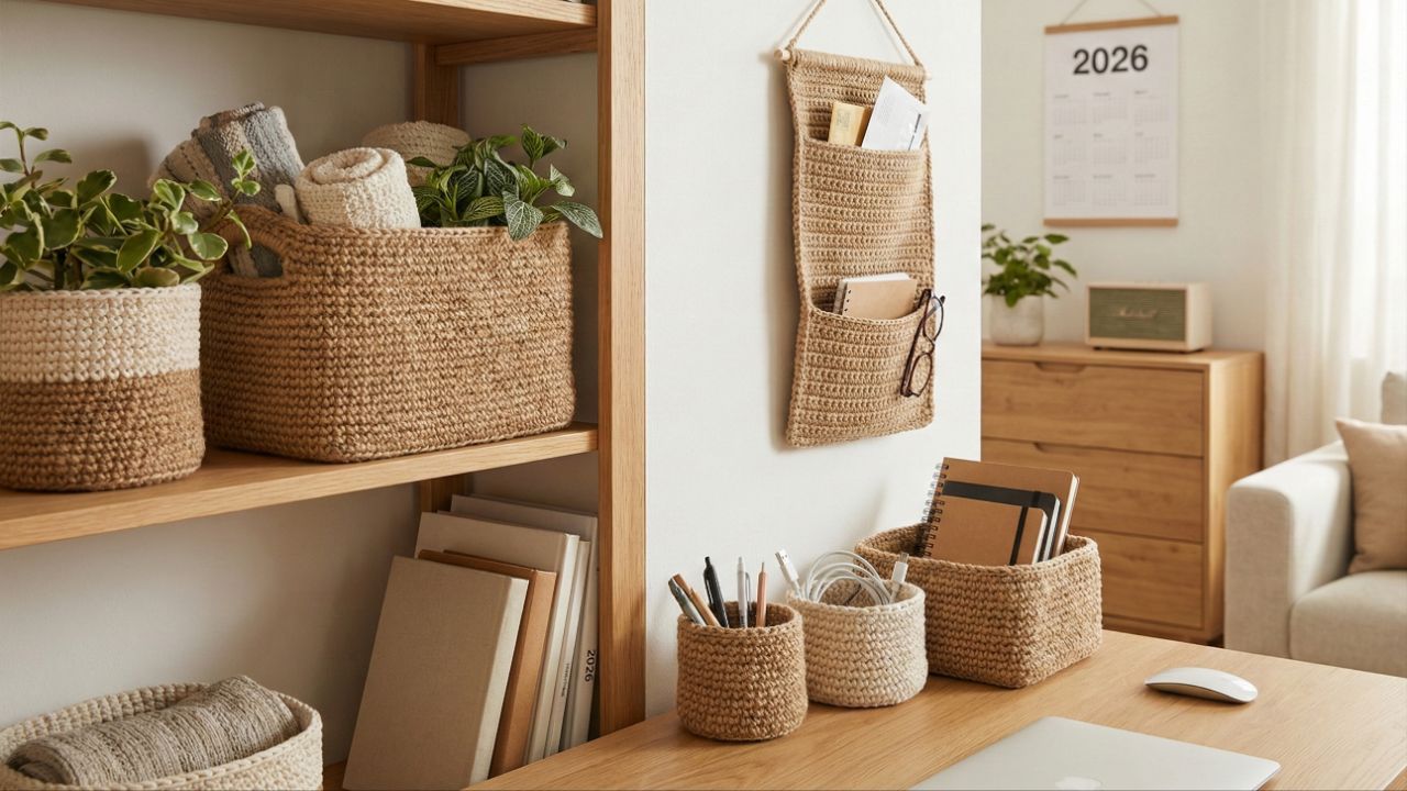 Abandone as caixas velhas por este organizador de crochê que os decoradores amam