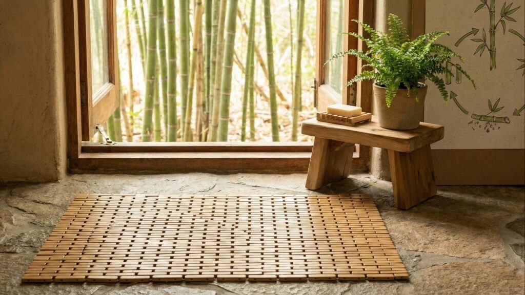 O tapete de bambu para banheiro garante um ambiente livre de bactérias de forma natural