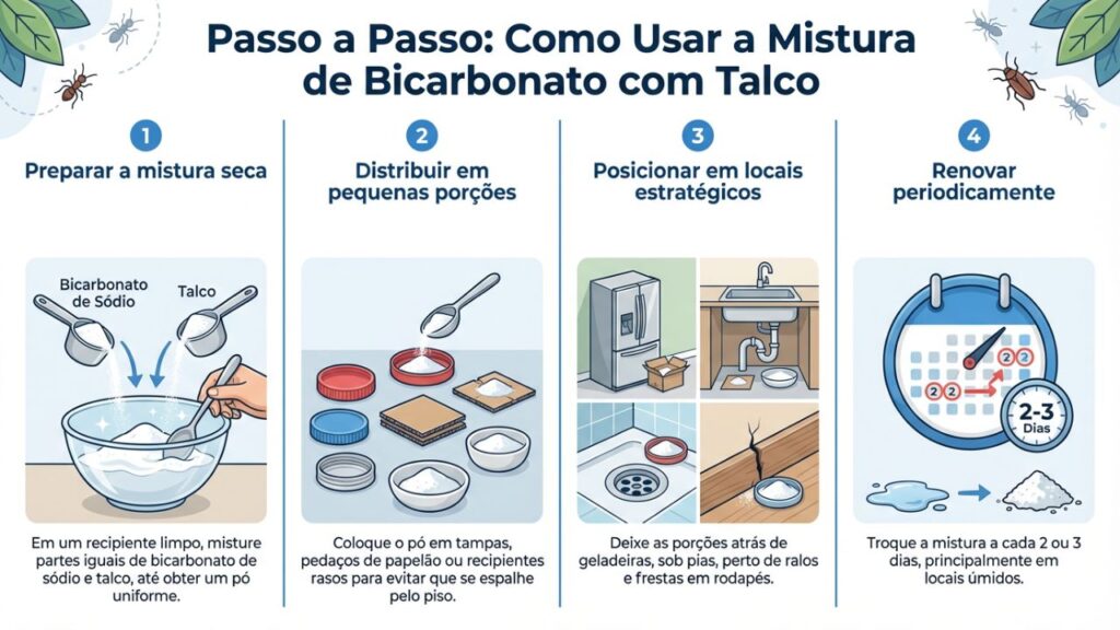Coloque a mistura de bicarbonato com talco nos ralos e veja o que acontece durante a noite