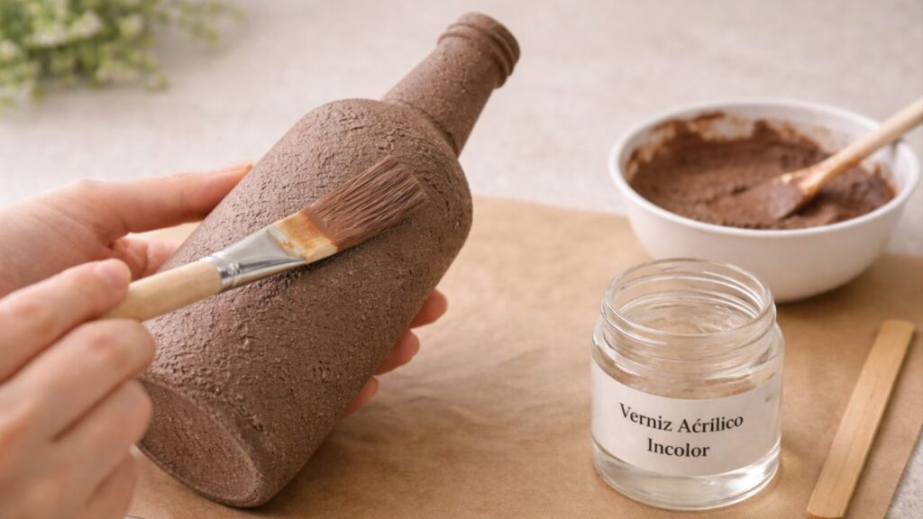 Aprenda o segredo da garrafa decorada com gesso que parece cerâmica importada de alto valor