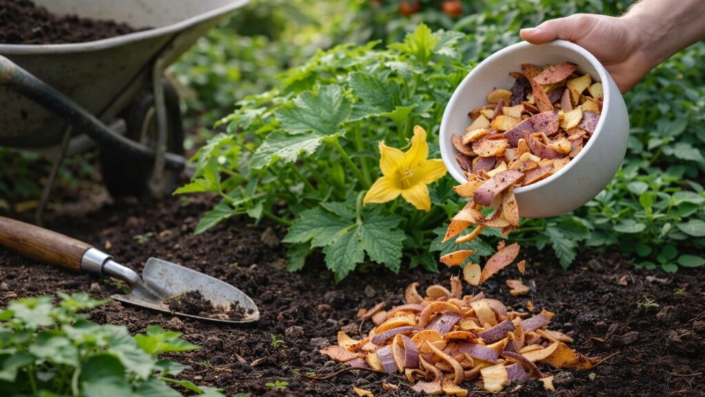 Casca de batata-doce vira adubo simples e ajuda as plantas a crescerem mais fortes