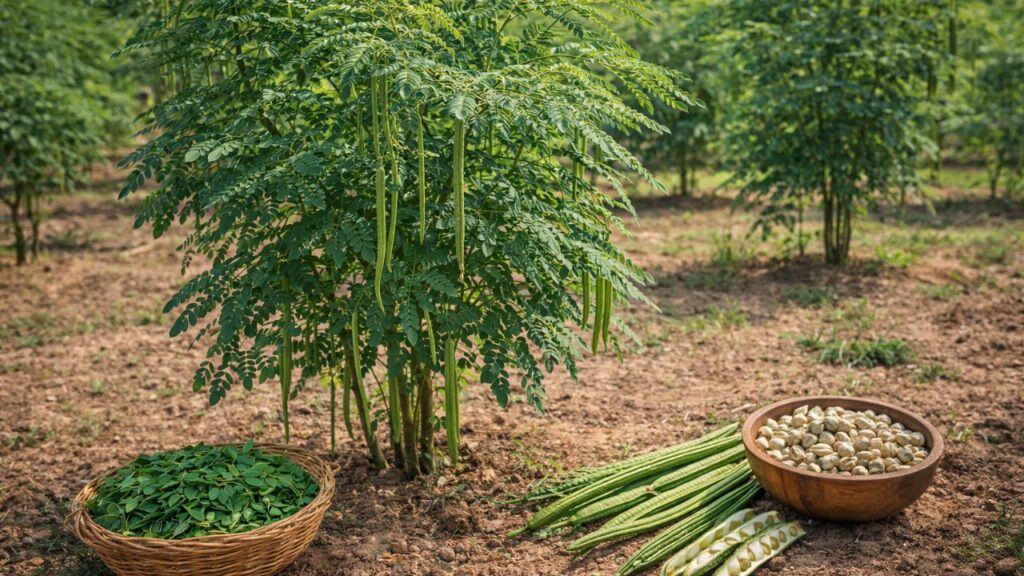 Essa planta resistente rende muito e cada parte da moringa tem um uso diferente