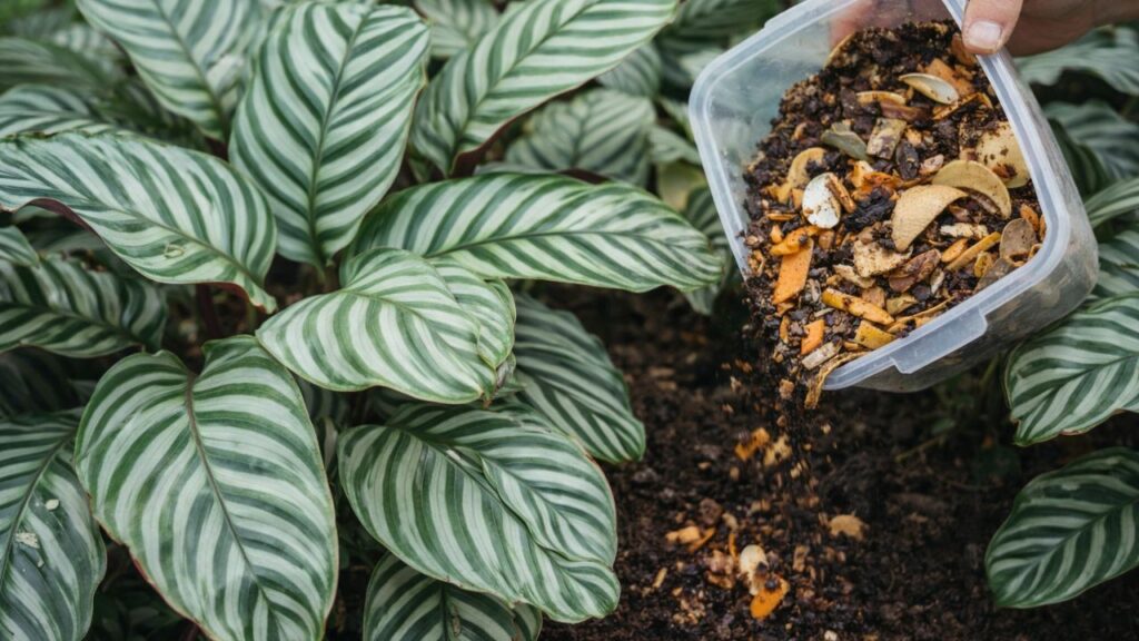 Sobras da cozinha viraram adubo e minhas calatheas nunca mais ficaram fracas