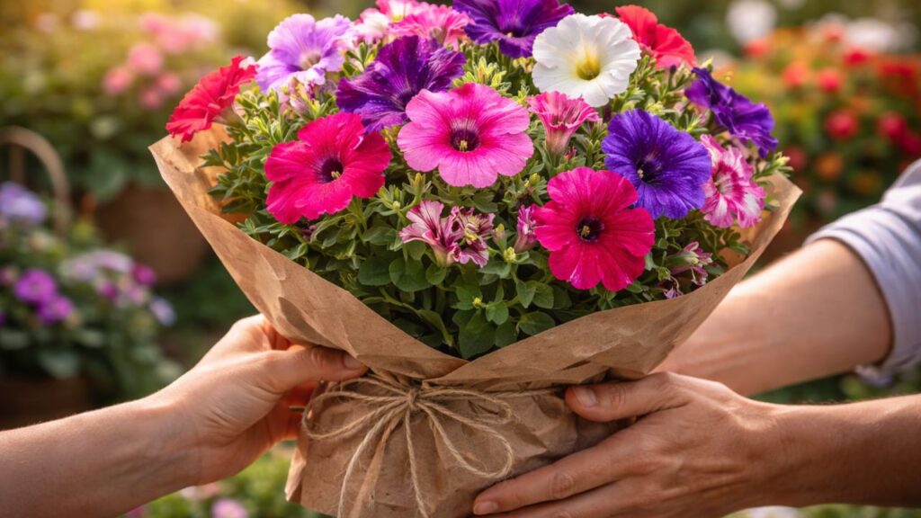 Presentear com petúnias coloridas virou gesto cheio de intenção e carinho