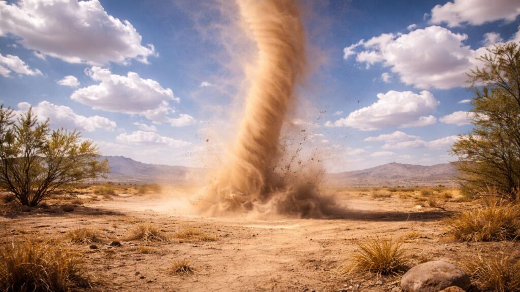Um fenômeno curioso cria redemoinhos de poeira mesmo sem vento forte