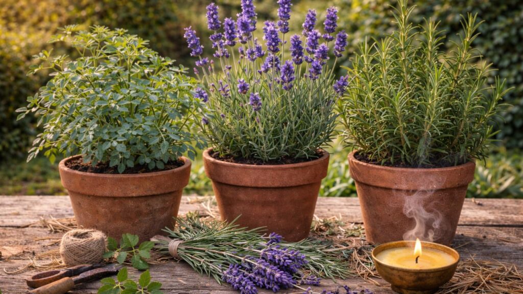 Combinar arruda, lavanda e alecrim ajuda a afastar insetos de forma natural