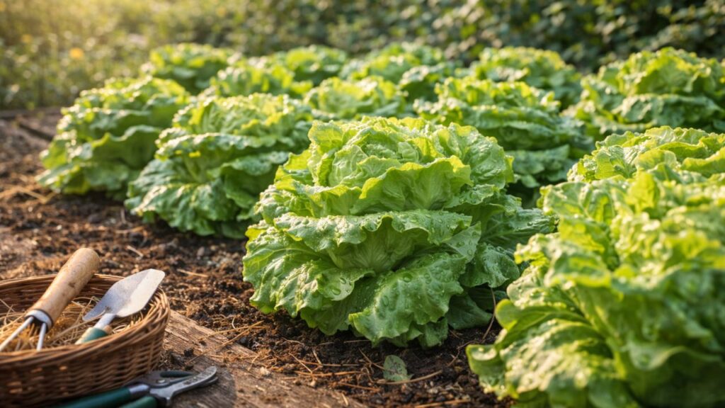 Alface americana bem cultivada muda totalmente a textura das folhas