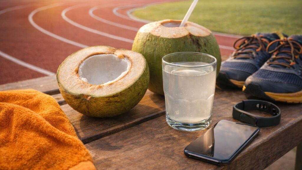 O que faz a água de coco ser vista como uma bebida viva para o atleta