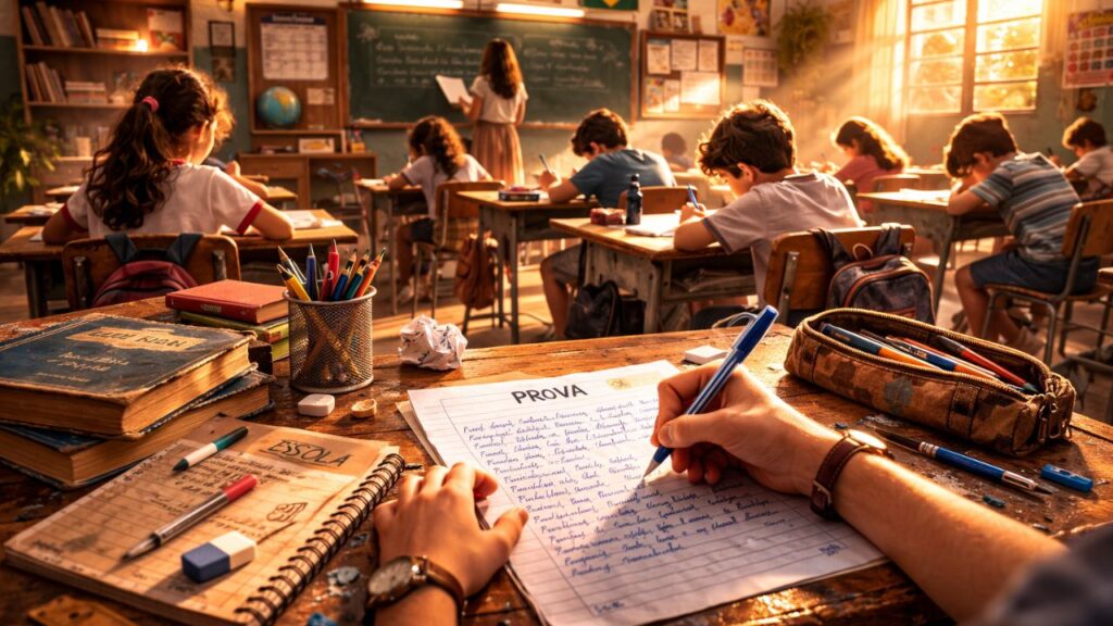 O som das folhas virando na prova ainda ecoa na lembrança