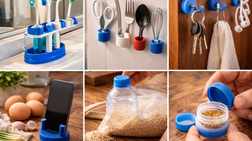 Reaproveite tampas plásticas e reduza gastos com itens domésticos