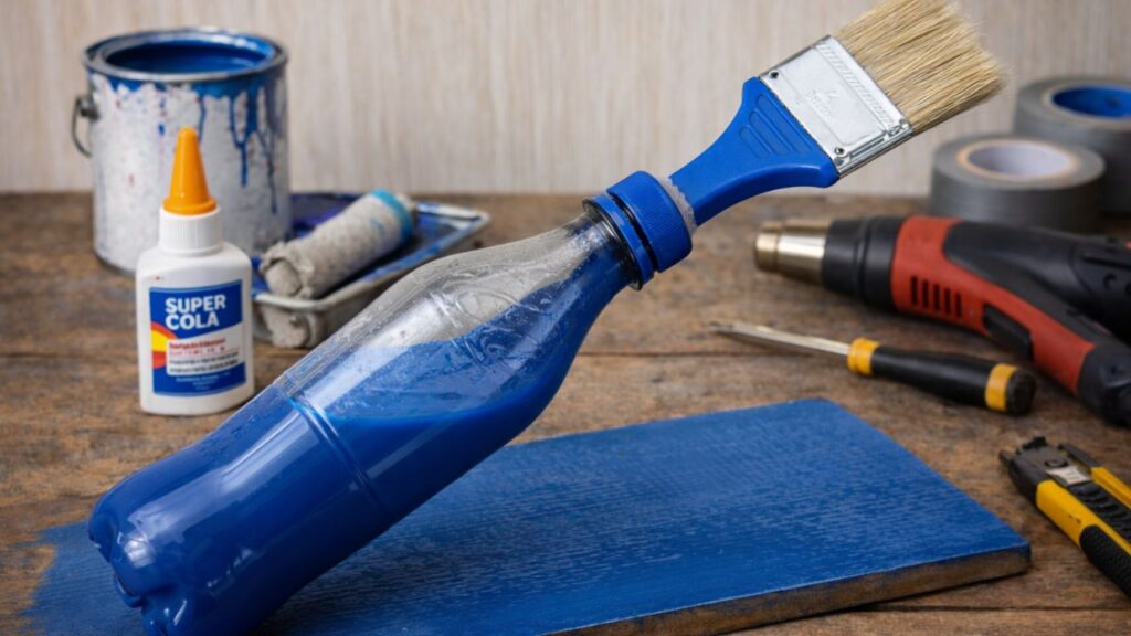 Colocar uma escova em garrafa plástica pode virar pincel automático econômico