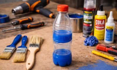 Colocar uma escova em garrafa plástica pode virar pincel automático econômico