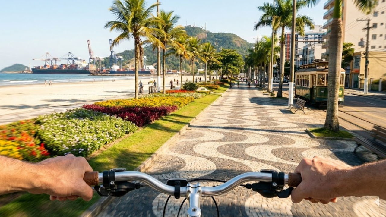 O paraíso dos jardins infinitos no Brasil abriga o maior porto do continente e a vida mais completa do litoral paulista