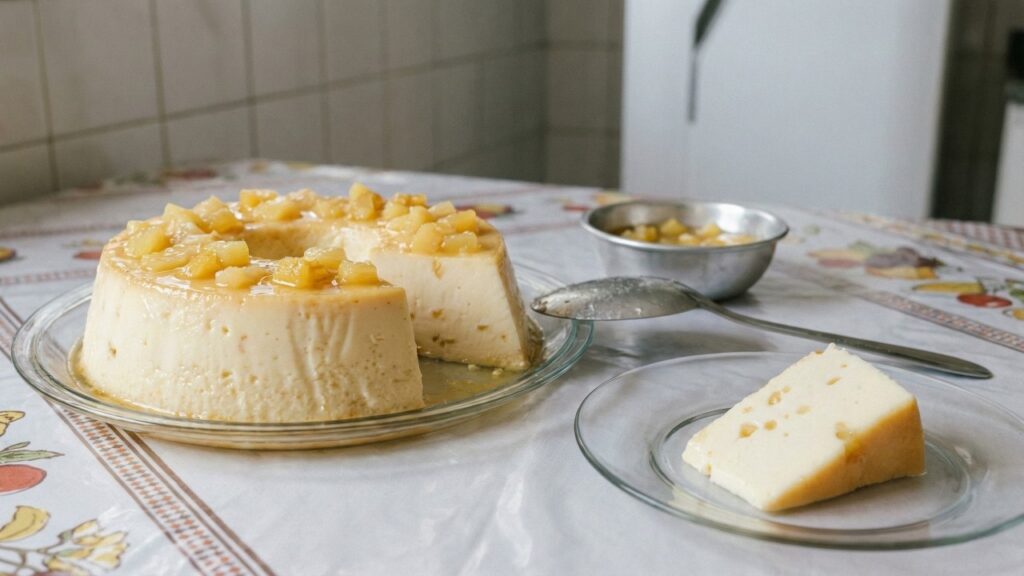 Pudim de abacaxi cremoso e refrescante que fica pronto em 25 minutos e é perfeita para os dias quentes