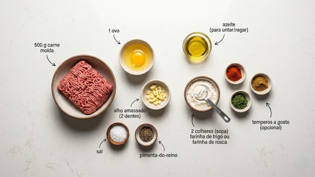 Com carne moída, ovo e farinha, você prepara 30 almôndegas sequinhas e douradas sem fritura