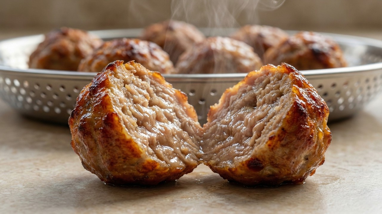 Com carne moída, ovo e farinha, você prepara 30 almôndegas sequinhas e douradas sem fritura