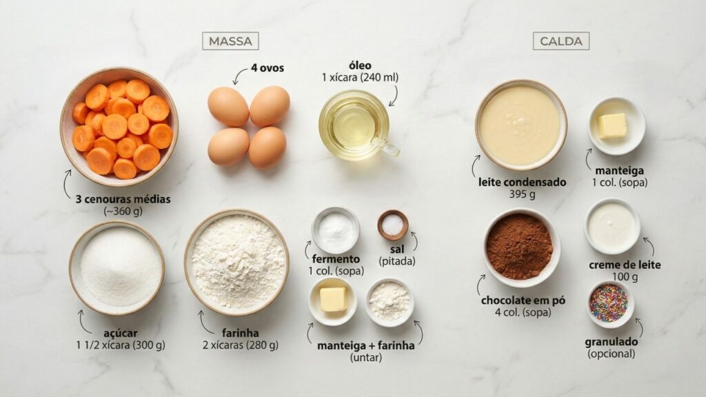 Bata cenoura, ovos, óleo e açúcar por 5 minutos e prepare um bolo fofinho que desmancha a cada mordida