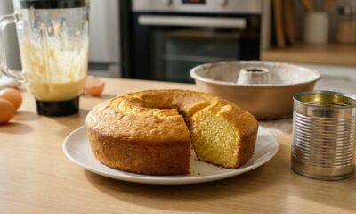 Com apenas um milho enlatado e um liquidificador, você faz esse bolo delicioso que fica pronto em 40 minutos