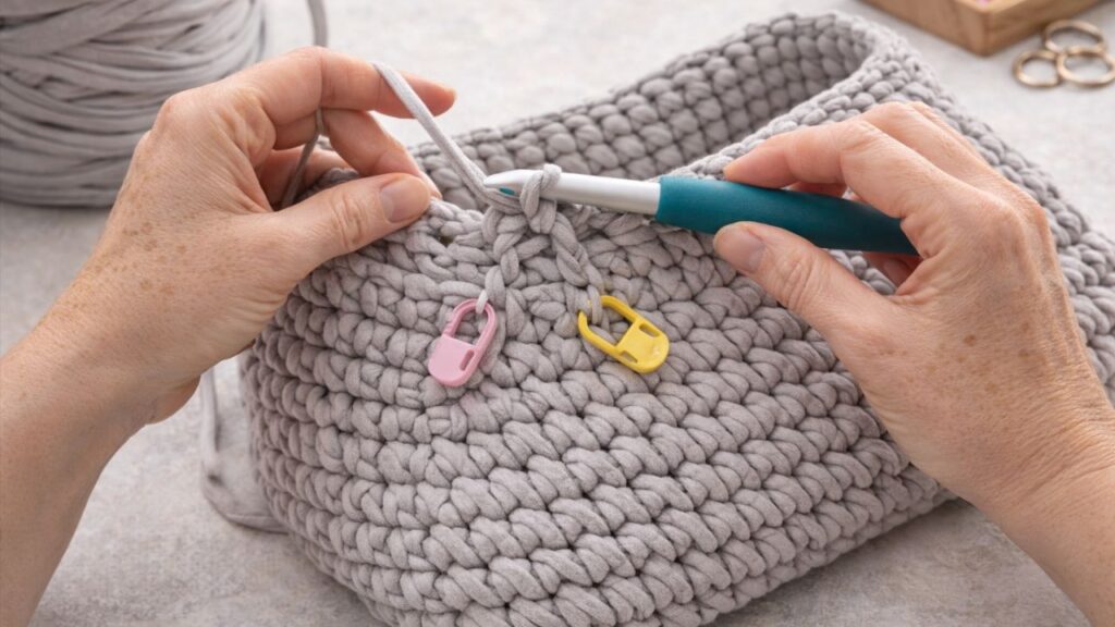 Aprenda a fazer uma bolsa de ombro em fio de malha luxuosa com passos simples