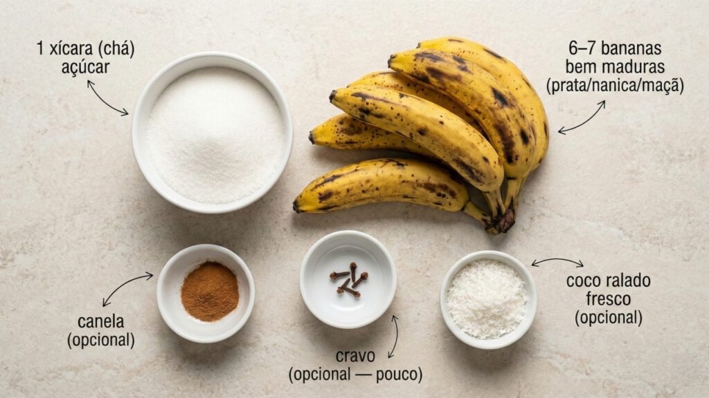 Com banana madura e açúcar, você faz um doce cremoso e dourado que lembra a infância em poucos minutos