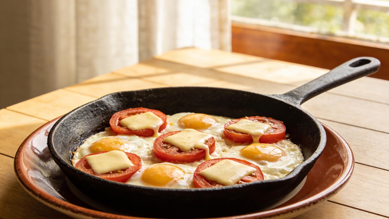 Com apenas 3 ovos e 1 tomate, dá para preparar um café da manhã completo
