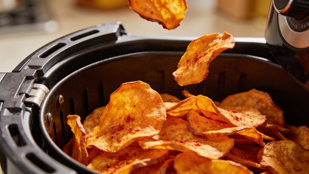 Com apenas uma batata-doce e um tempero rápido, você faz chips crocantes e perfeitos para beliscar