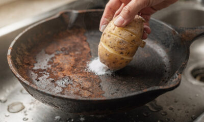 Batata com bicarbonato de sódio: o truque simples para tirar ferrugem e gordura da panela sem sofrimento