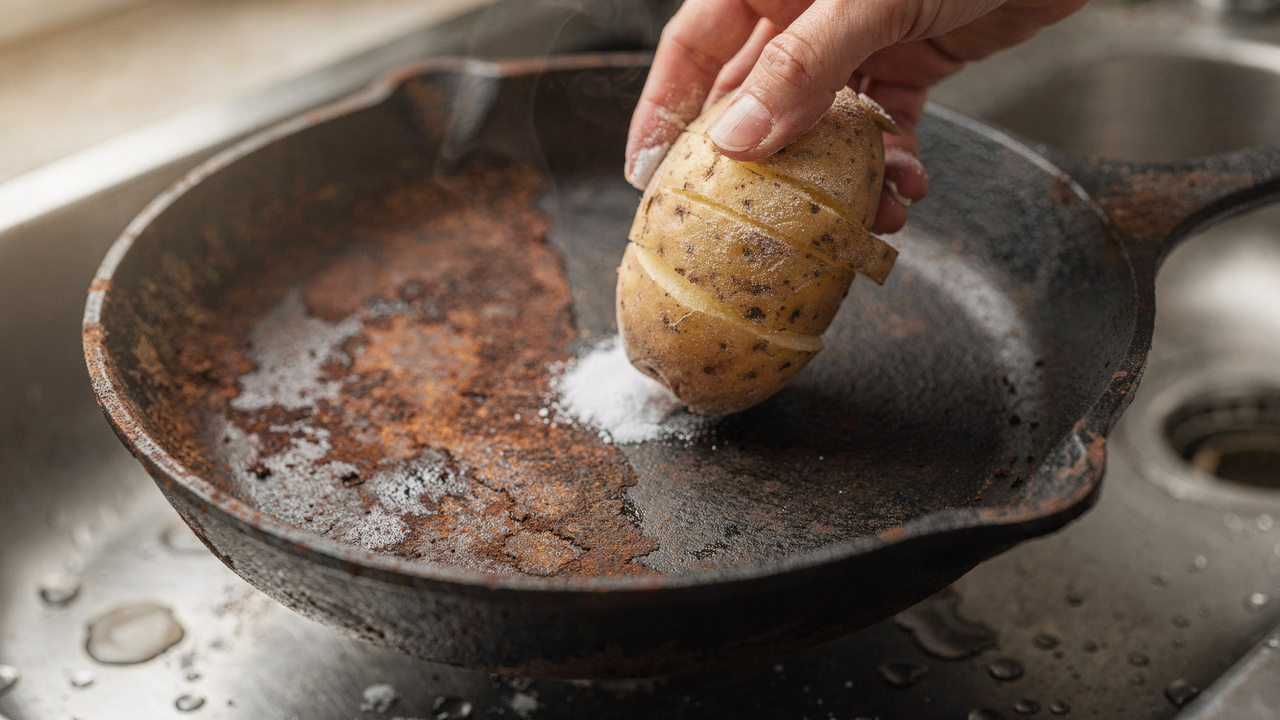 Batata com bicarbonato de sódio: o truque simples para tirar ferrugem e gordura da panela sem sofrimento