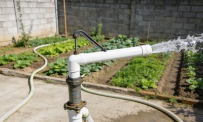 Cano de PVC que estava parado virou solução prática no quintal