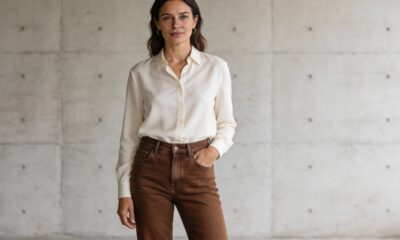 Conheça o modelo de calça jeans marrom que está dominando as vitrines pelo mundo