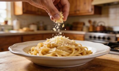 Um ingrediente discreto que faz o prato parecer finalizado com queijo