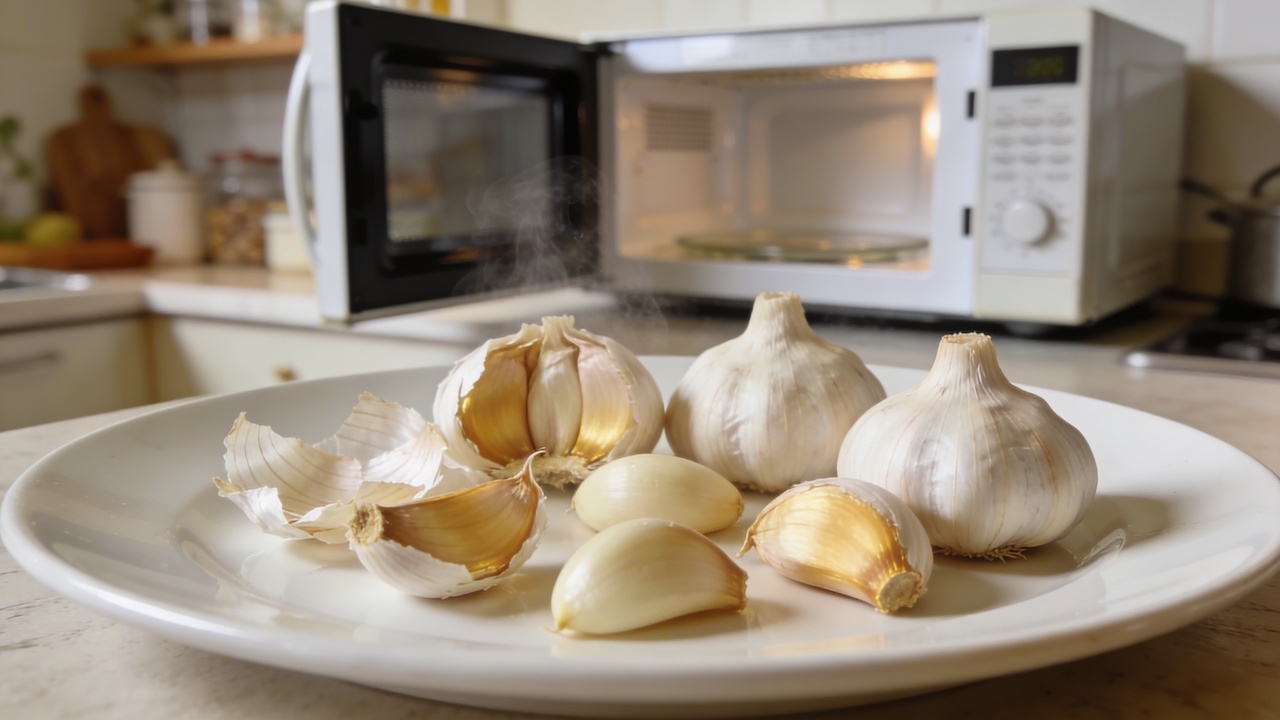 Como descascar alho em 10 segundos com um truque simples no micro-ondas