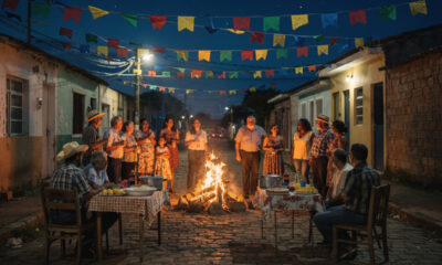 Festas juninas que marcavam o bairro inteiro com fogueira e quadrilha