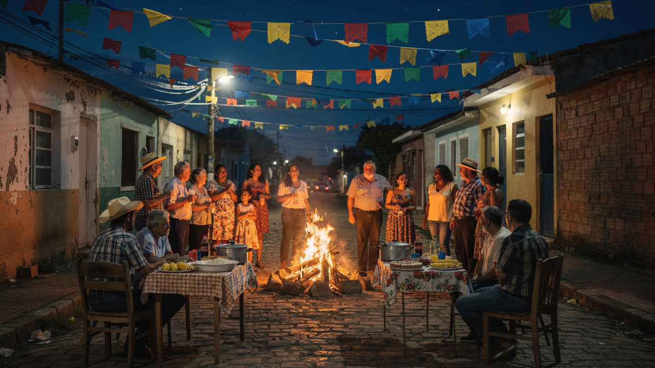 Festas juninas que marcavam o bairro inteiro com fogueira e quadrilha