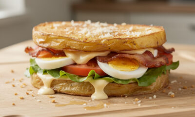 Sanduíche de batata diferente substitui o pão e fica crocante por fora e leve por dentro