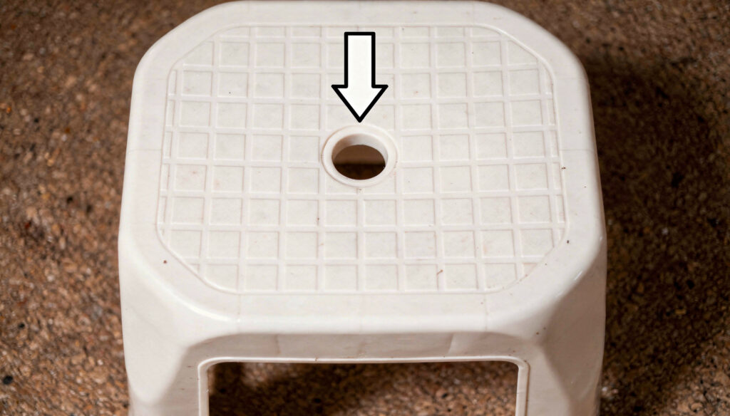 Para que serve o furo redondo no meio da cadeira de plástico?