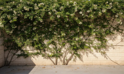 Essa planta com flores claras cresce rápido e ajuda a reduzir o calor em paredes que pegam sol o dia todo